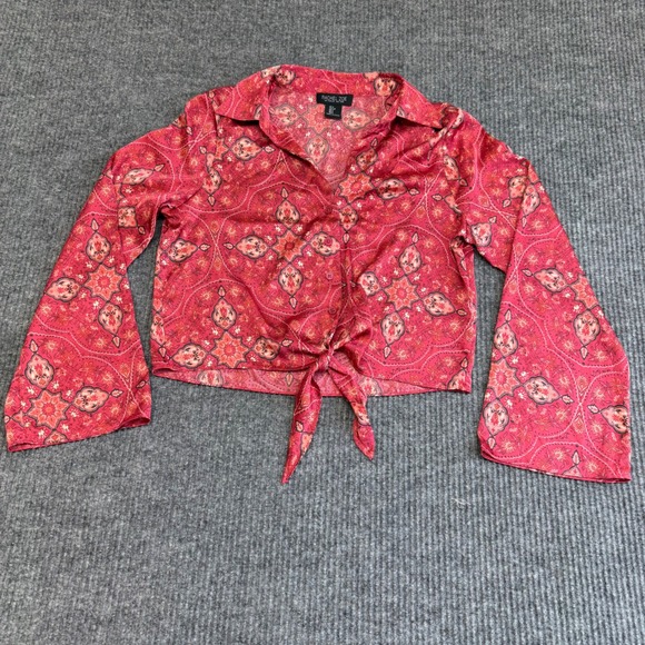 Rachel Zoe Tops - Rachel Zoe Pink Paisley Tie Front Blouse Women's Size S